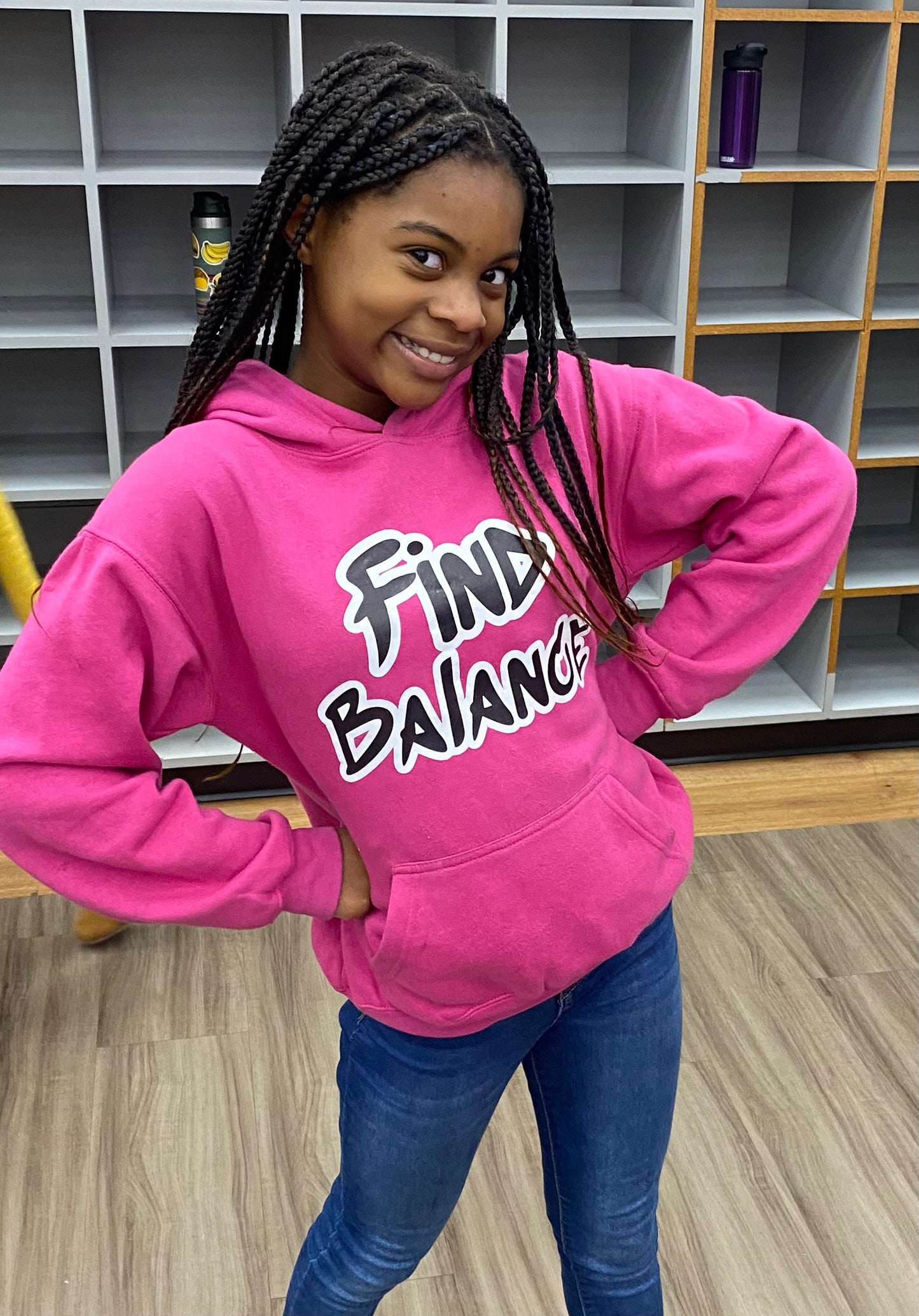 Hot Pink Youth Find Balance Hoodie